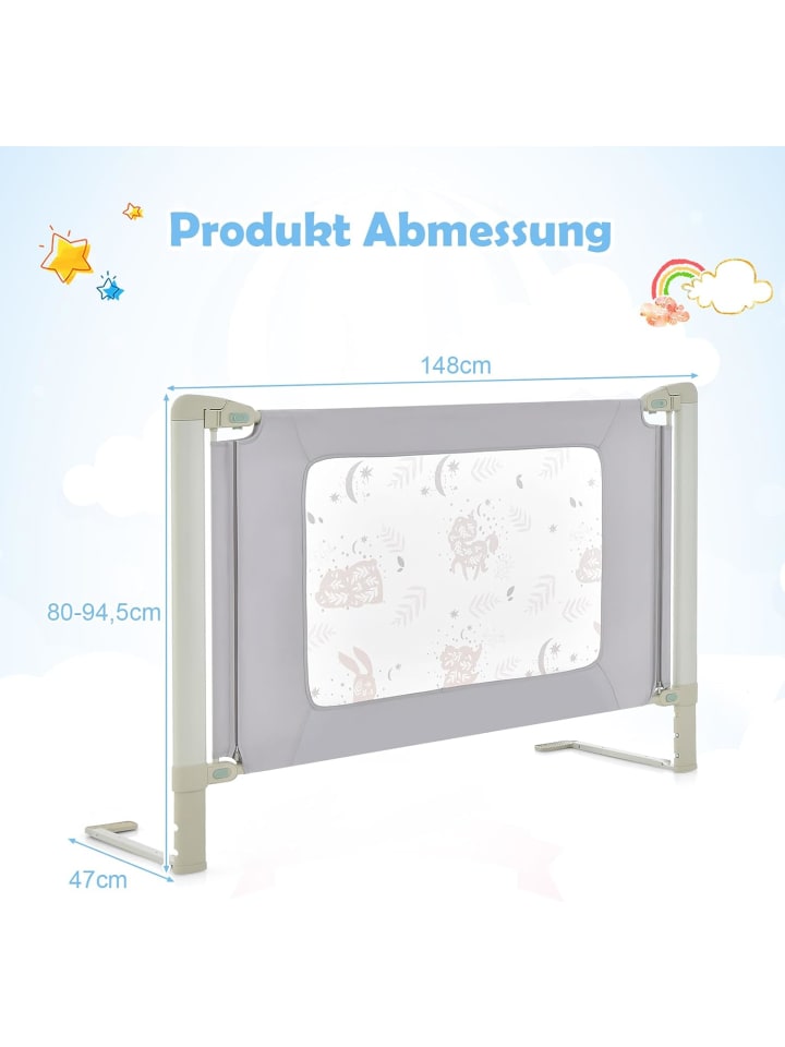 COSTWAY Babybettgitter 150cm in Grau günstig kaufen onesize