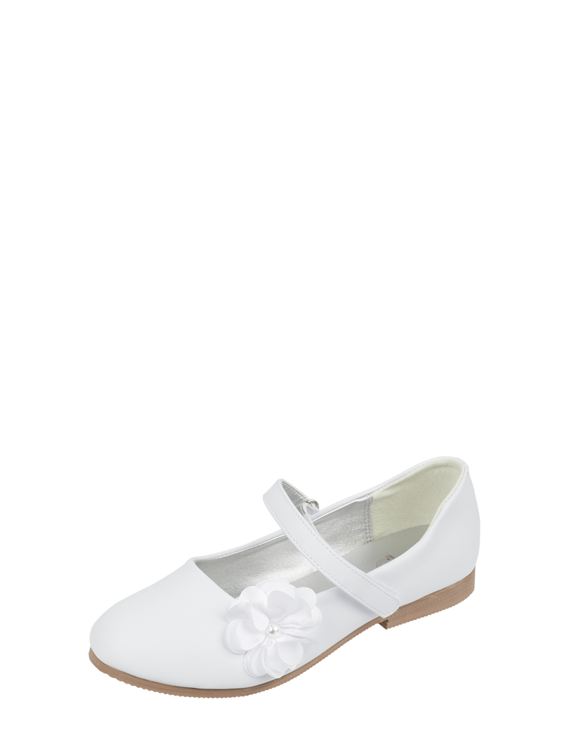 Ballerinas mit Blüten-Applikation in weiß