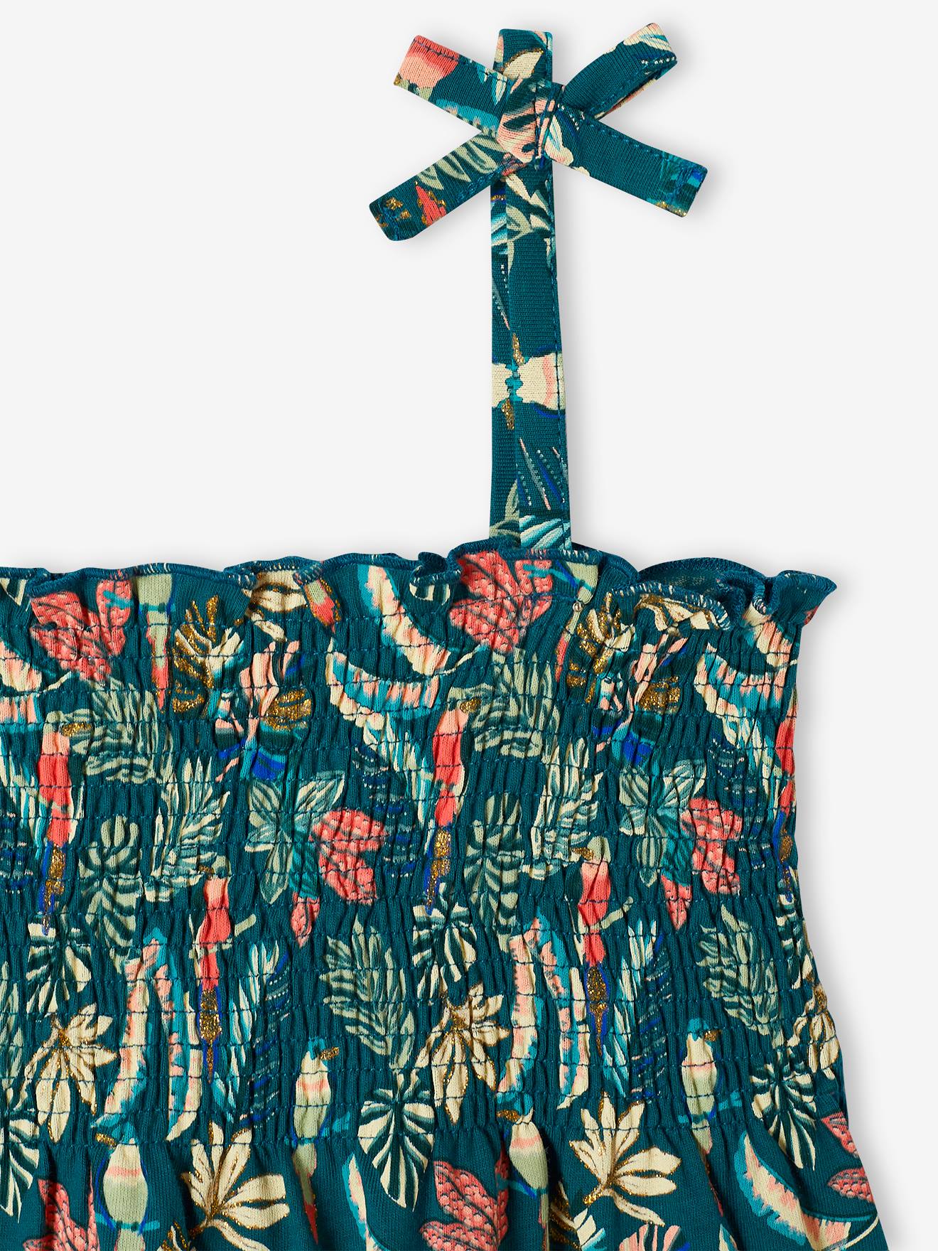 Débardeur à smocks imprimé fille vert