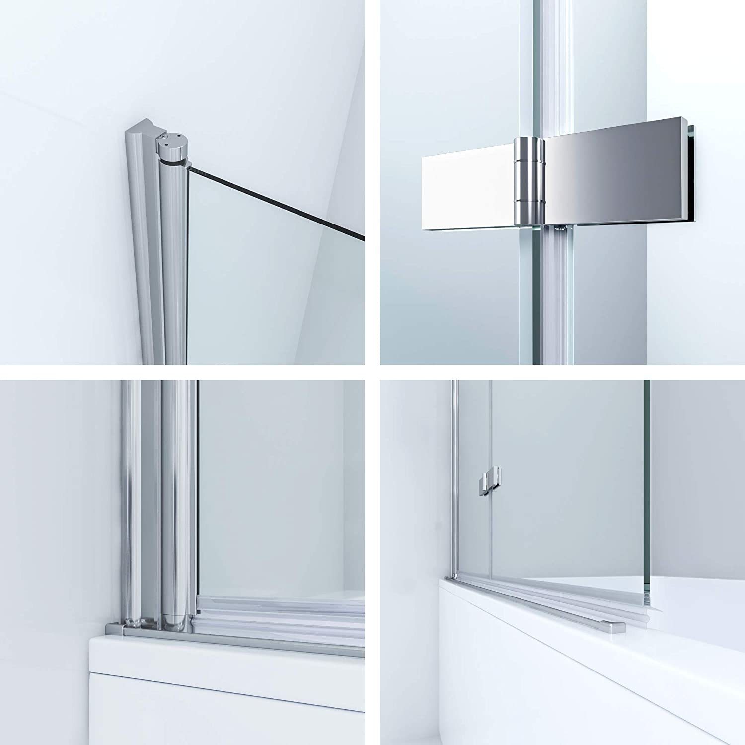 AQUALAVOS Badewannenaufsatz Badewannenaufsatz Faltwand Badewannenfaltwand Duschwand für Badewanne, 5 mm Einscheiben-Sicherheitsglas (ESG) mit Lotus-Effekt Nanobeschichtung, in 2 verschiedenen Breiten (100/120 cm), Höhe: 140 cm, Spritzschutz im Bad, g