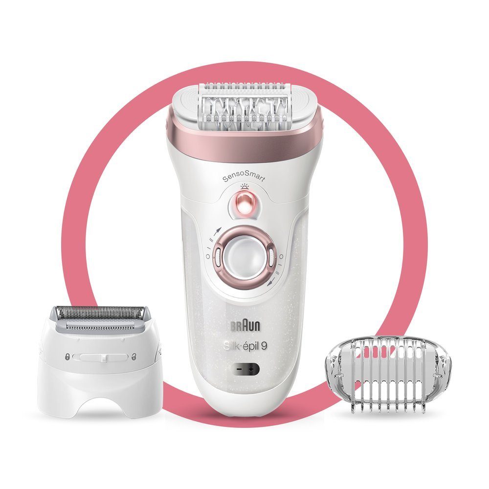 Braun Epilierer Silk-épil 9 9-720 SensoSmart, Aufsätze: 3 St., Wet & Dry