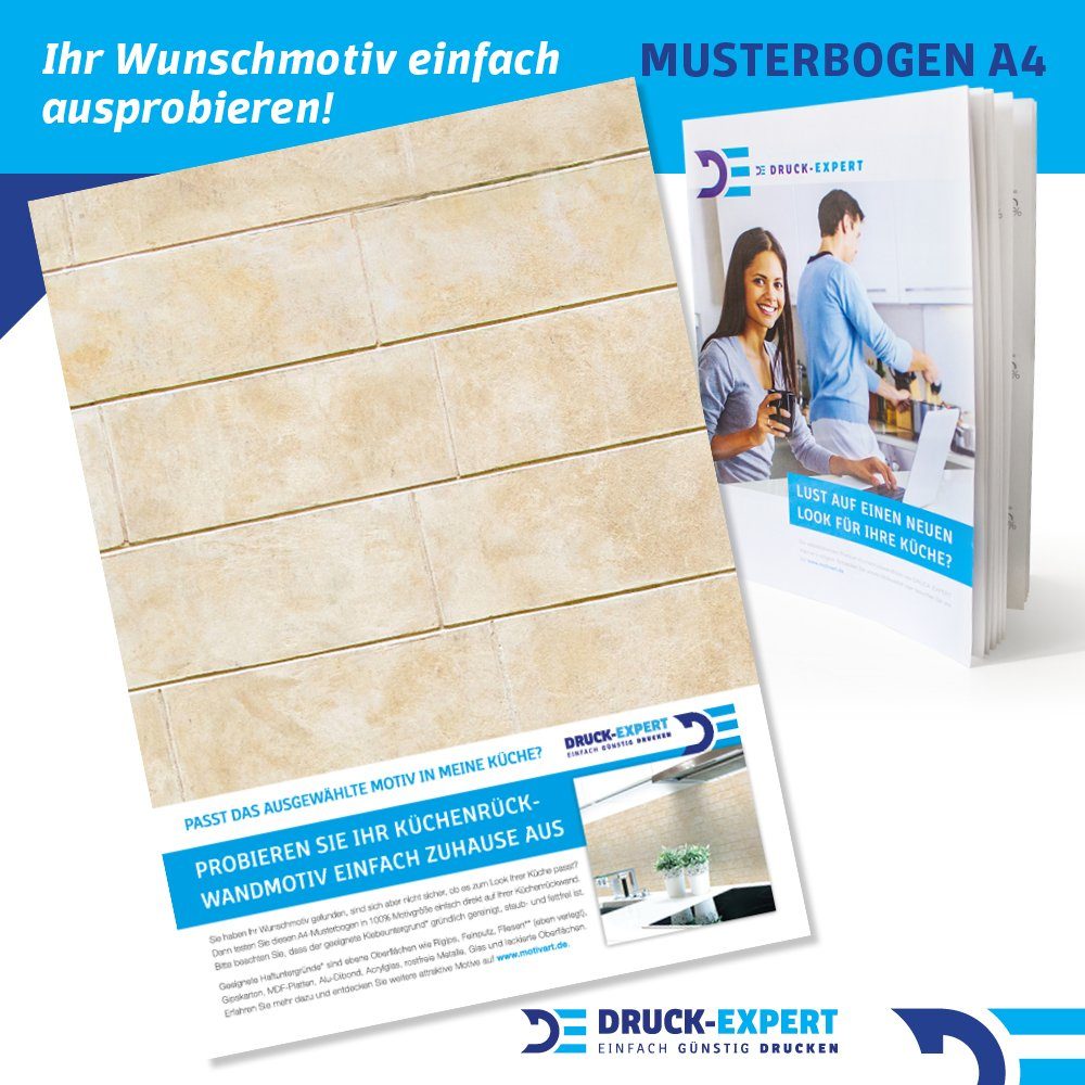 DRUCK-EXPERT Küchenrückwand Küchenrückwand Ziegelwand Beige Premium Hart-PVC 0,4 mm selbstklebend