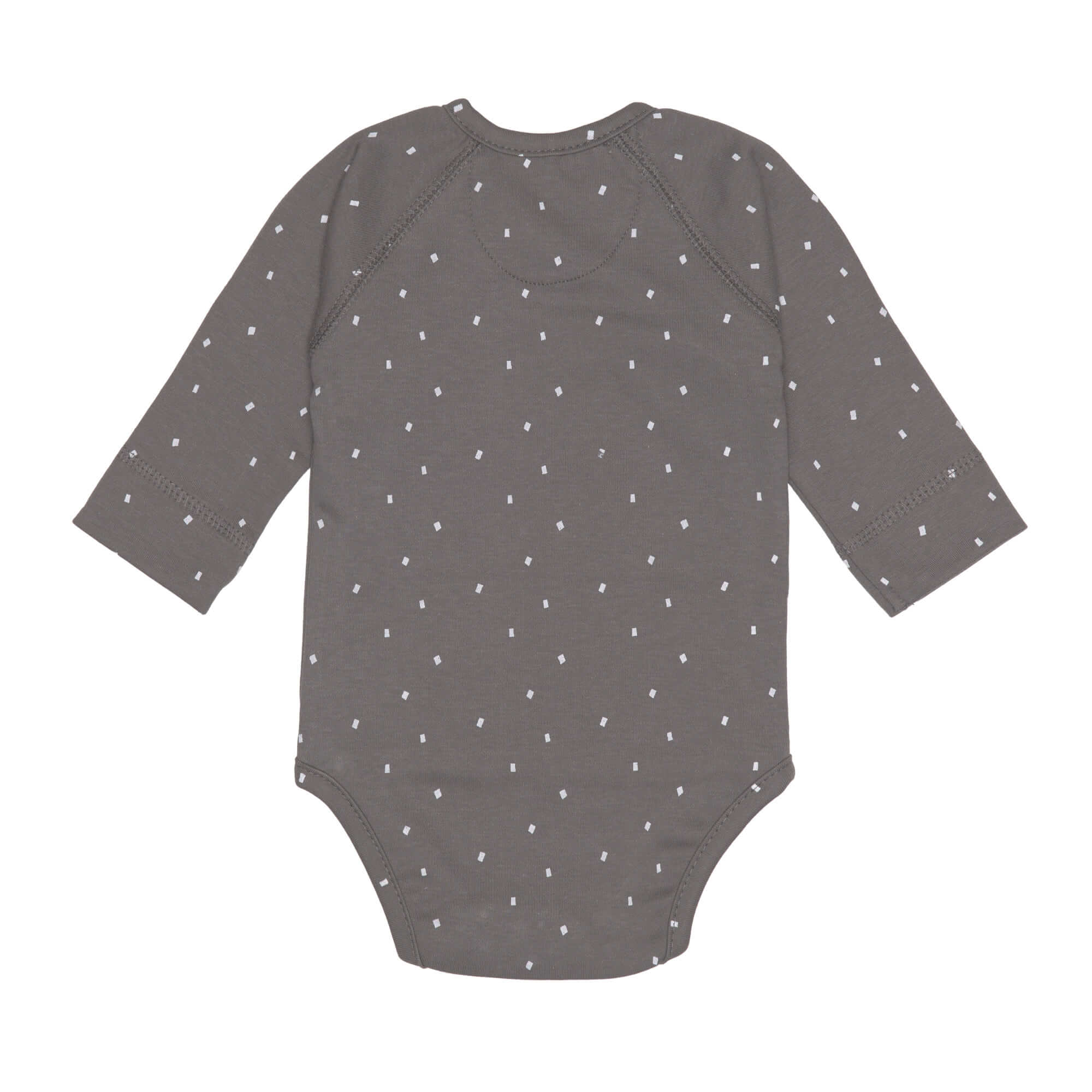 Baby Wickelbody langarm - Bio Baumwolle, Punkte, Anthrazit