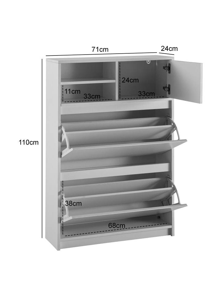 KADIMA DESIGN Schuhschrank 71x110x24 cm Schuhkipper Geschlossen, Schuhkommode günstig kaufen onesize