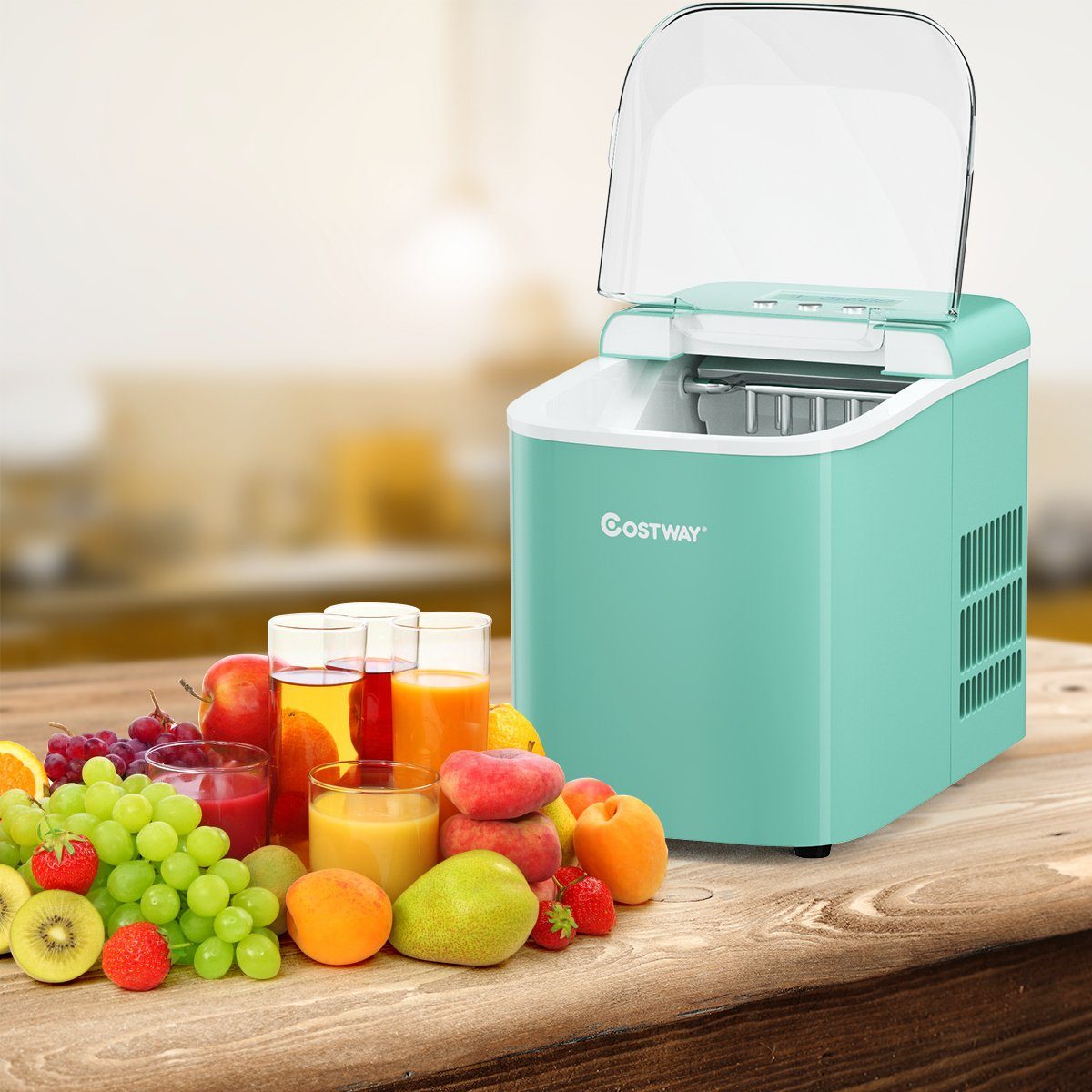 COSTWAY Eiswürfelmaschine, Eiswürfel in 7min, 12kg in 24H, Eiswürfelschaufel