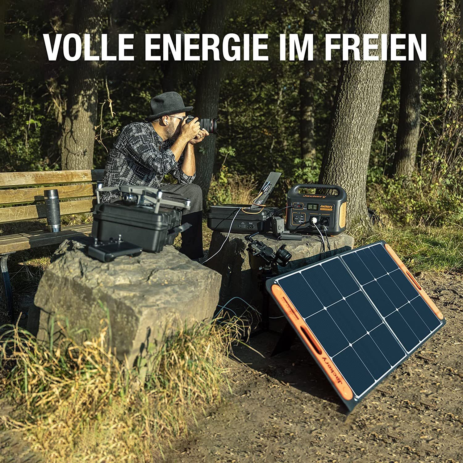 Jackery Stromgenerator 1002Wh tragbare Powerstation mit 100W Solarpanel Solargenerator, 2,00 in kW, (2-tlg), für Camping Outdoor