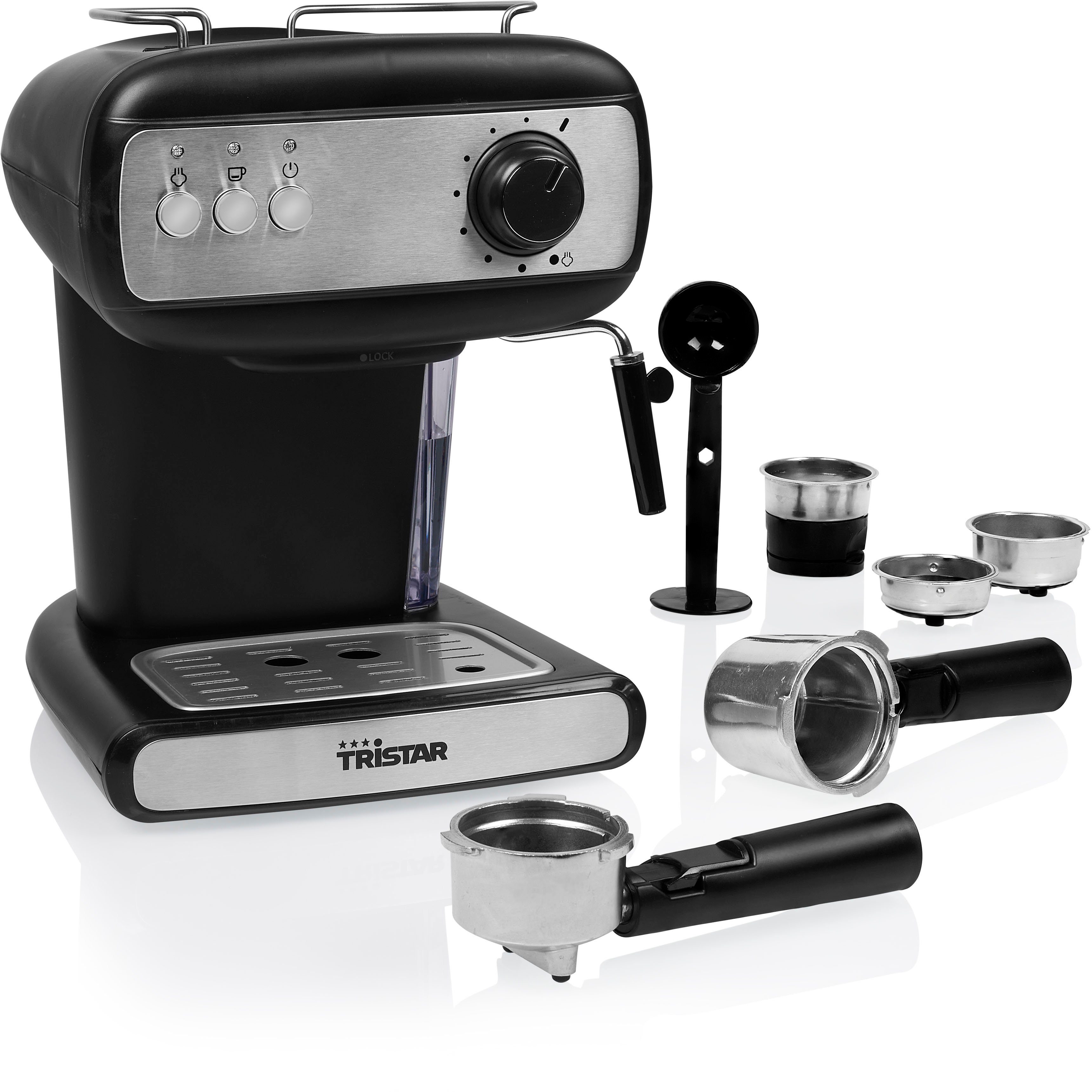 Tristar Espressomaschine CM-2276-DE, mit Tassenwärmer und Milchschaum-Düse, 20-bar