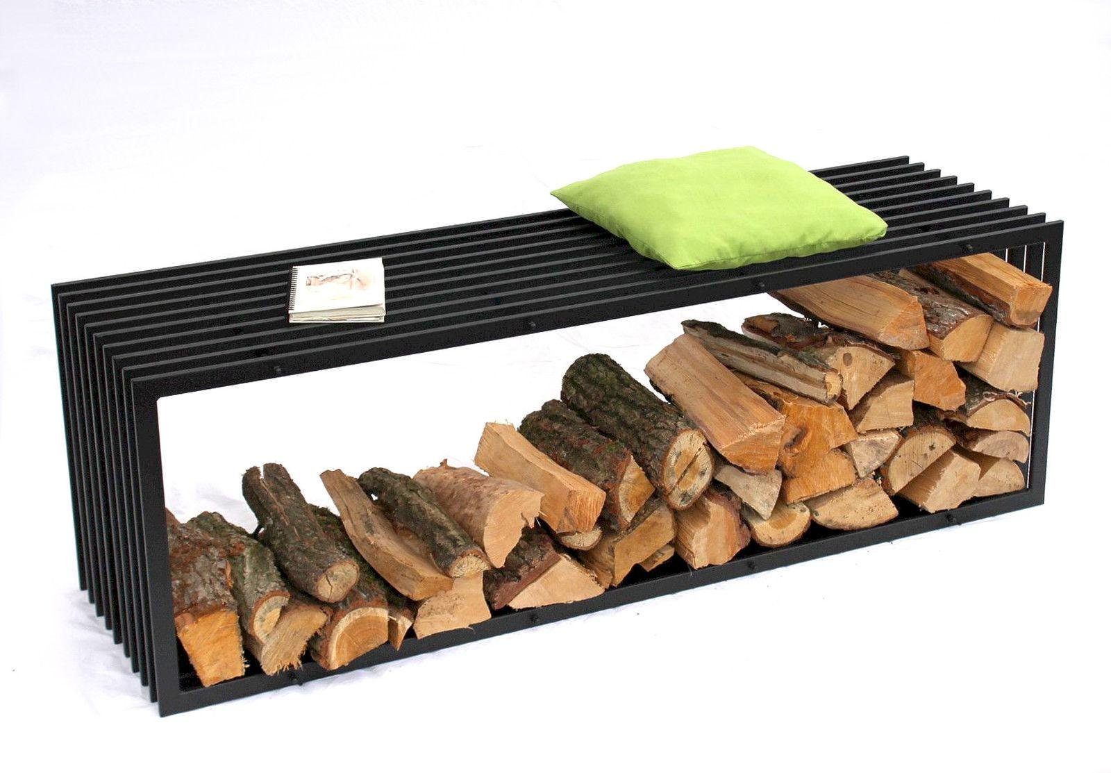 DanDiBo Kaminholzregal DanDiBo Kaminholzständer Bank D-Stil 150 cm Kaminholzregal 10104 Holzkorb Kaminholzhalter, BxTxH:150x40x50 cm