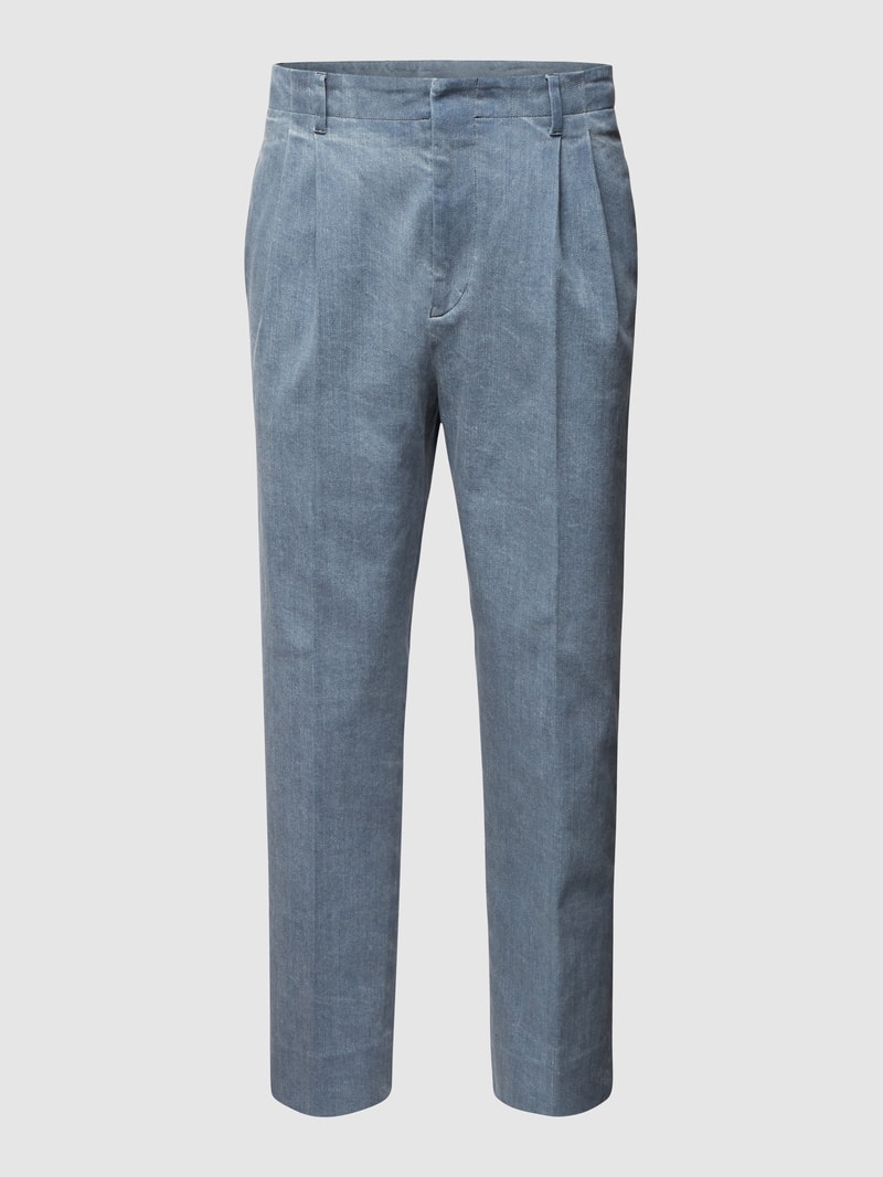 Hose mit fixierten Bundfalten Modell 'MAN WASHED WIDE LEG PANT' in dunkelblau
