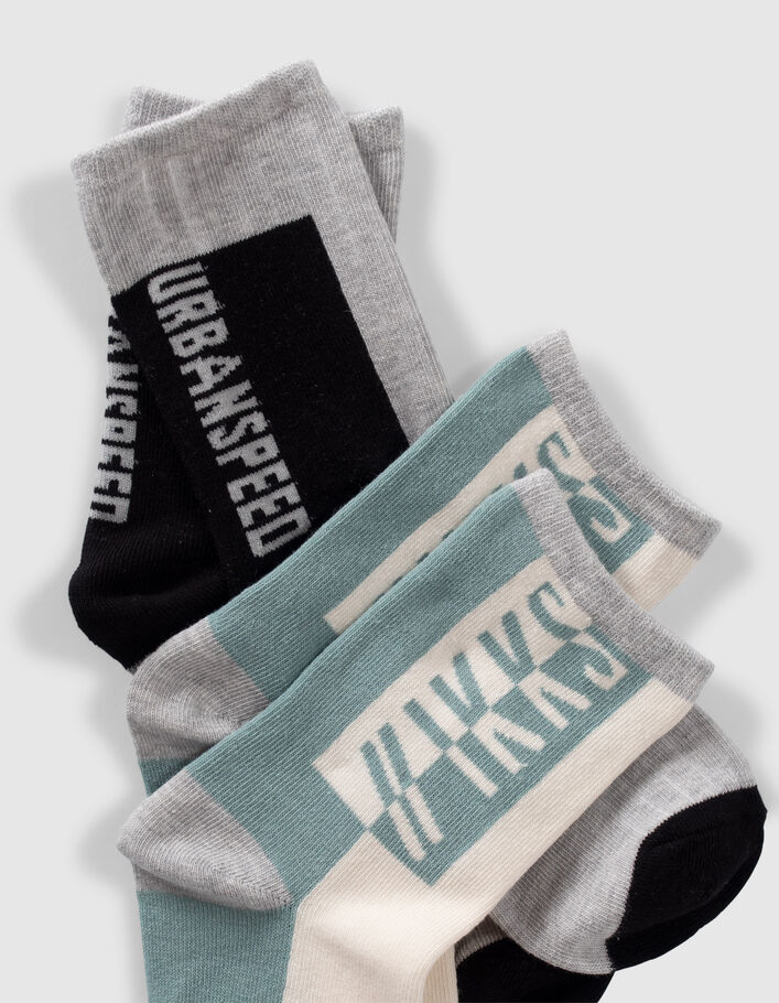 Chaussettes vertes, grises, noires garçon