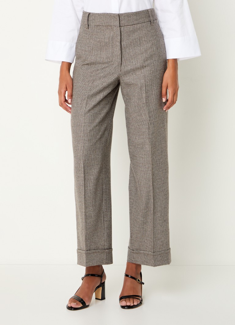 MaxMara Lilly high-waist straight-fit trousers in cashmere blend with houndstooth pattern