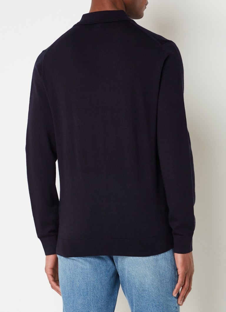 Tricou polo Reiss Milburn cu tricotaj fin și croială mulată, confecționat din lână merinos.