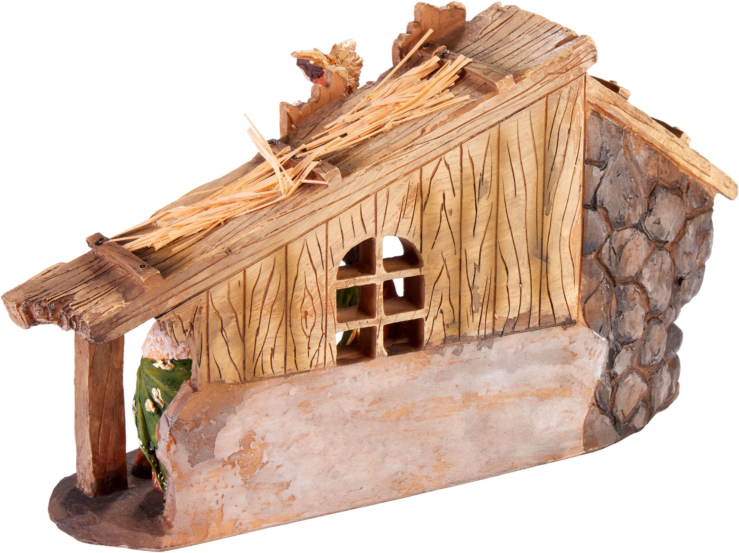 BRUBAKER Krippenfigur Weihnachtskrippe - 32 cm Krippenset mit 11 handbemalten Figuren (Weihnachtsfigur Krippe, 1 St), aus Harz - Tischdekoration Weihnachten - Weihnachtsdekoration Skulptur