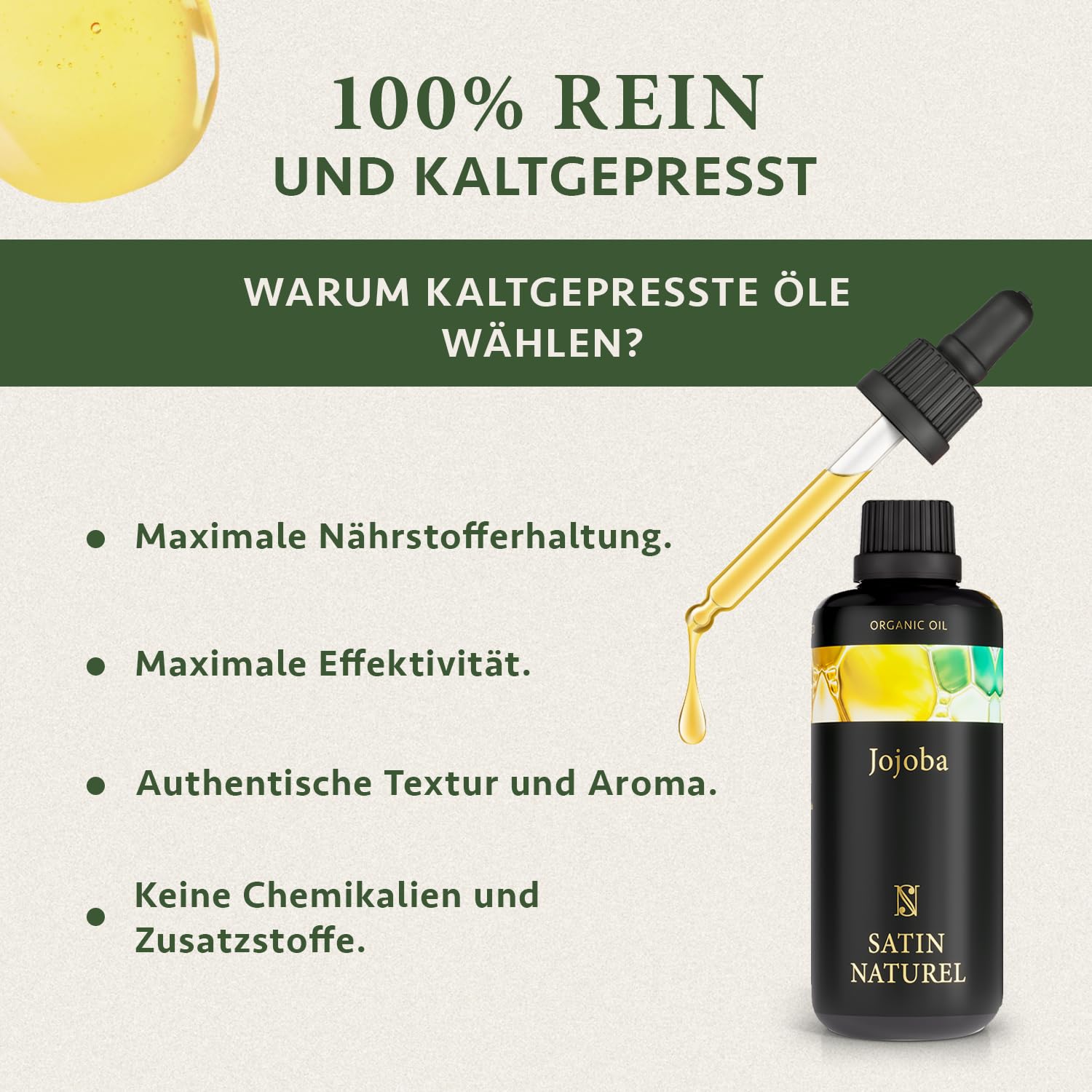 Jojobaöl BIO Kaltgepresst 100% Rein Für Haut Haare Nägel Gesichtsöl Körperöl Vegan - Anti Aging. Natürliche Intensivpflege + Feuchtigkeitspflege - Pflegendes Jojobaöl Bio Für Kosmetik