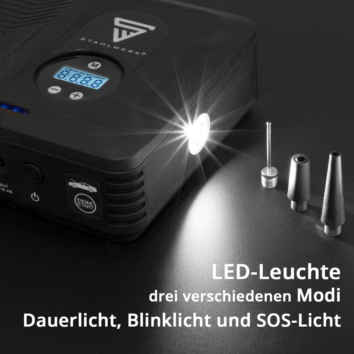 STAHLWERK Multifunktions Powerbank Autostarthilfe PS-1400 ST Autobatterie-Ladegerät (400 mA, Packung, 8-tlg)