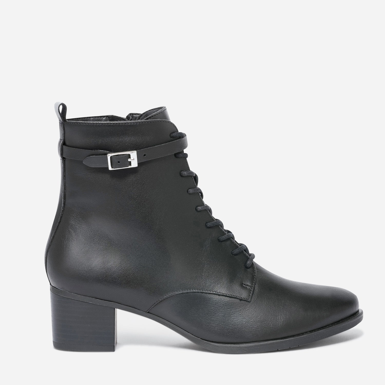 Bottine à talon ERAM FLEX noire en cuir
