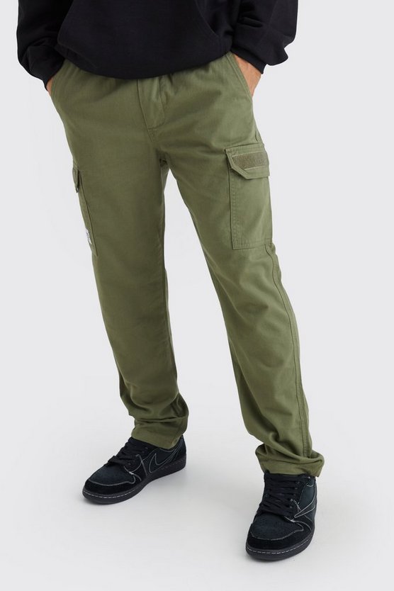 Gerade Cargo-Hose mit elastischem Bund und Filz-Detail