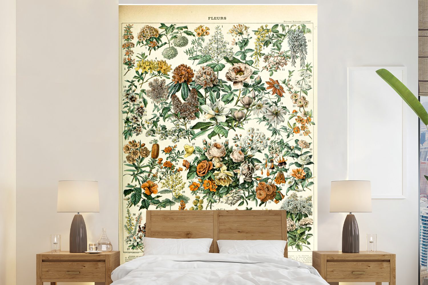 MuchoWow Fototapete Blumen - Orange - Gelb, Matt, bedruckt, (3 St), Montagefertig Vinyl Tapete für Wohnzimmer, Wandtapete