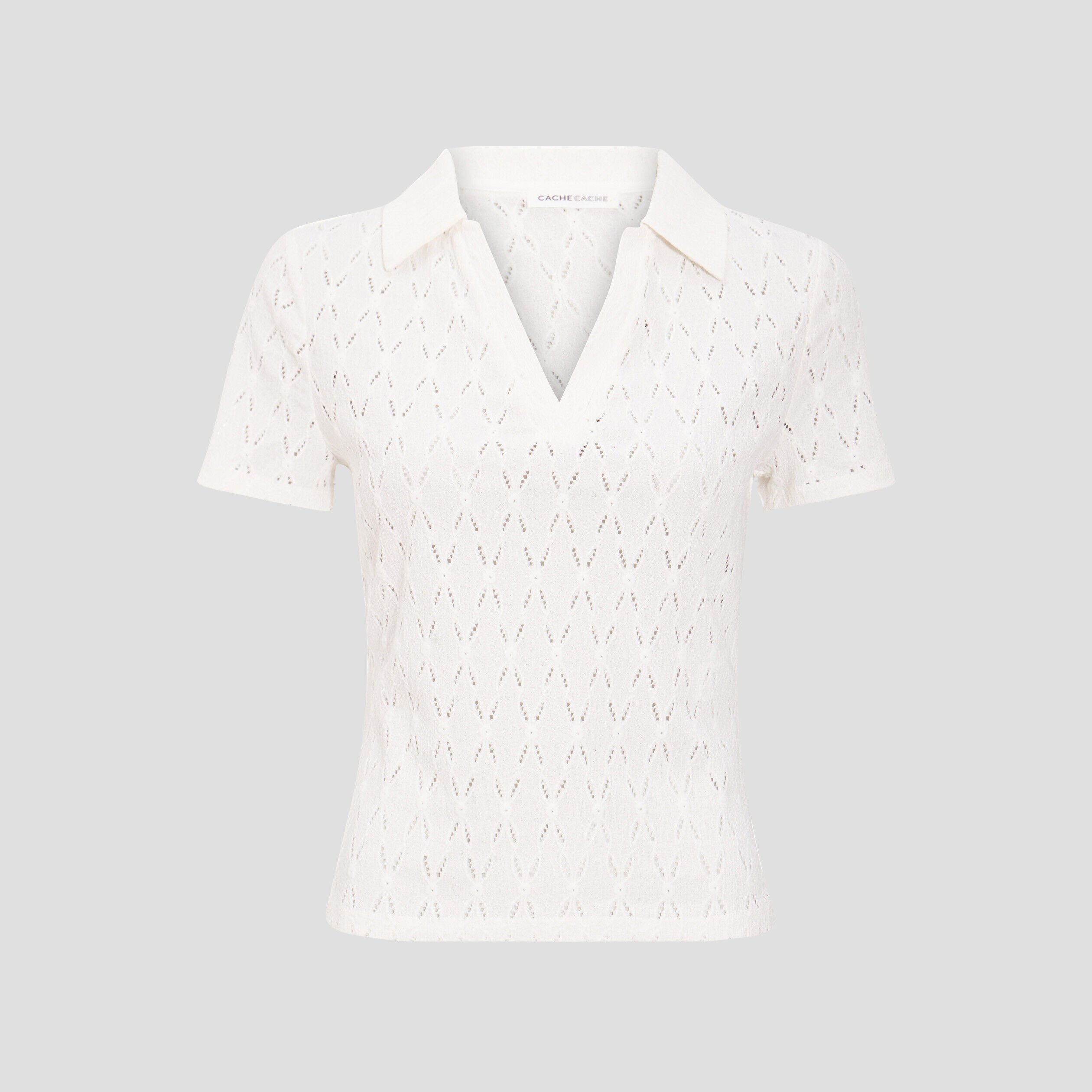 Polo manches courtes ecru femme | Cache Cache