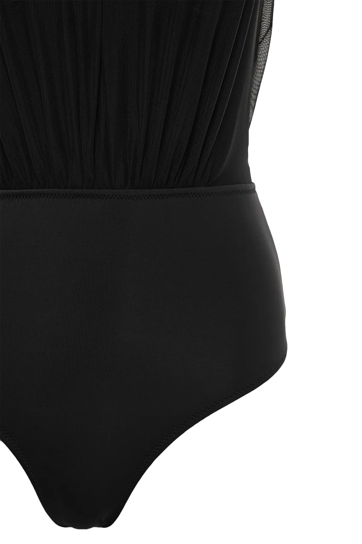 Trendyol Collection  Schwarzer Neckholder-Badeanzug mit Netzstoff und Details, normal, TBESS20MA0035