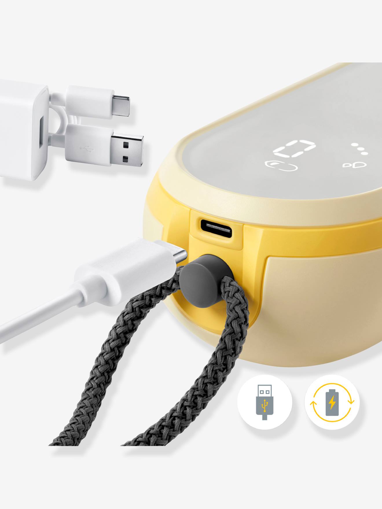 Tire-lait électrique double connecté rechargeable Freestyle Flex MEDELA + 4 téterelles jaune