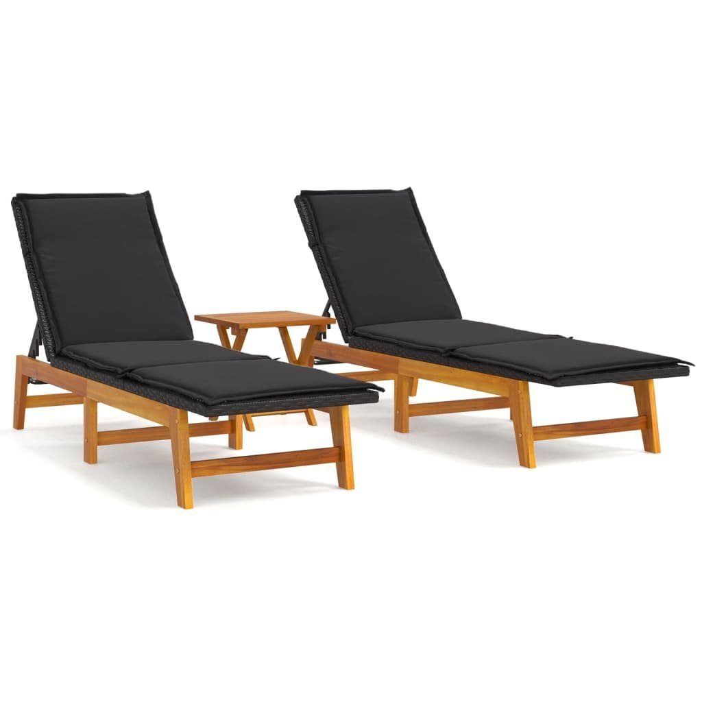 vidaXL Gartenliege 3-tlg. Garten-Lounge-Set Poly Rattan & Massivholz Akazie, 1 St.