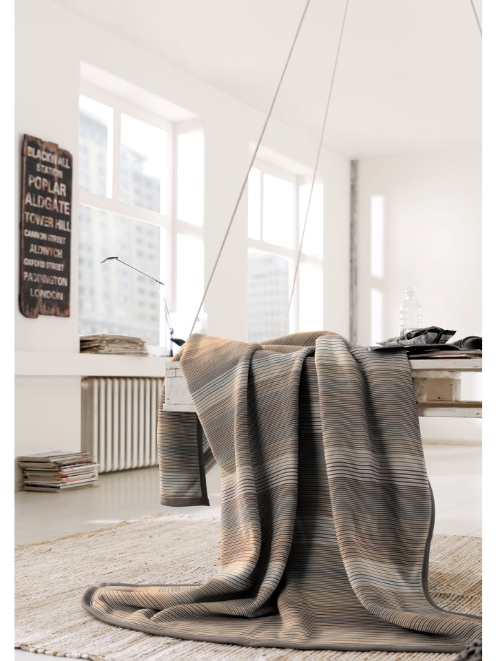 biederlack Cotton Home Wohndecke Lines in beige günstig kaufen 150 x 200 cm