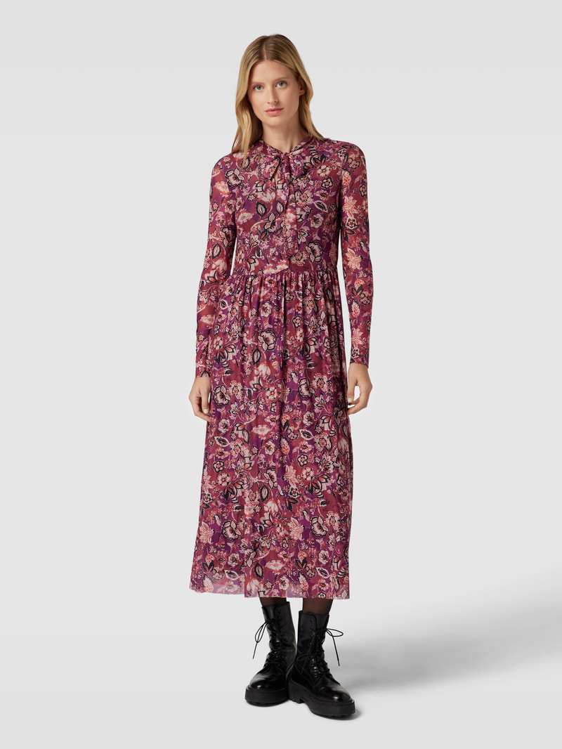 Midikleid mit floralem Muster und Schluppe in purple
