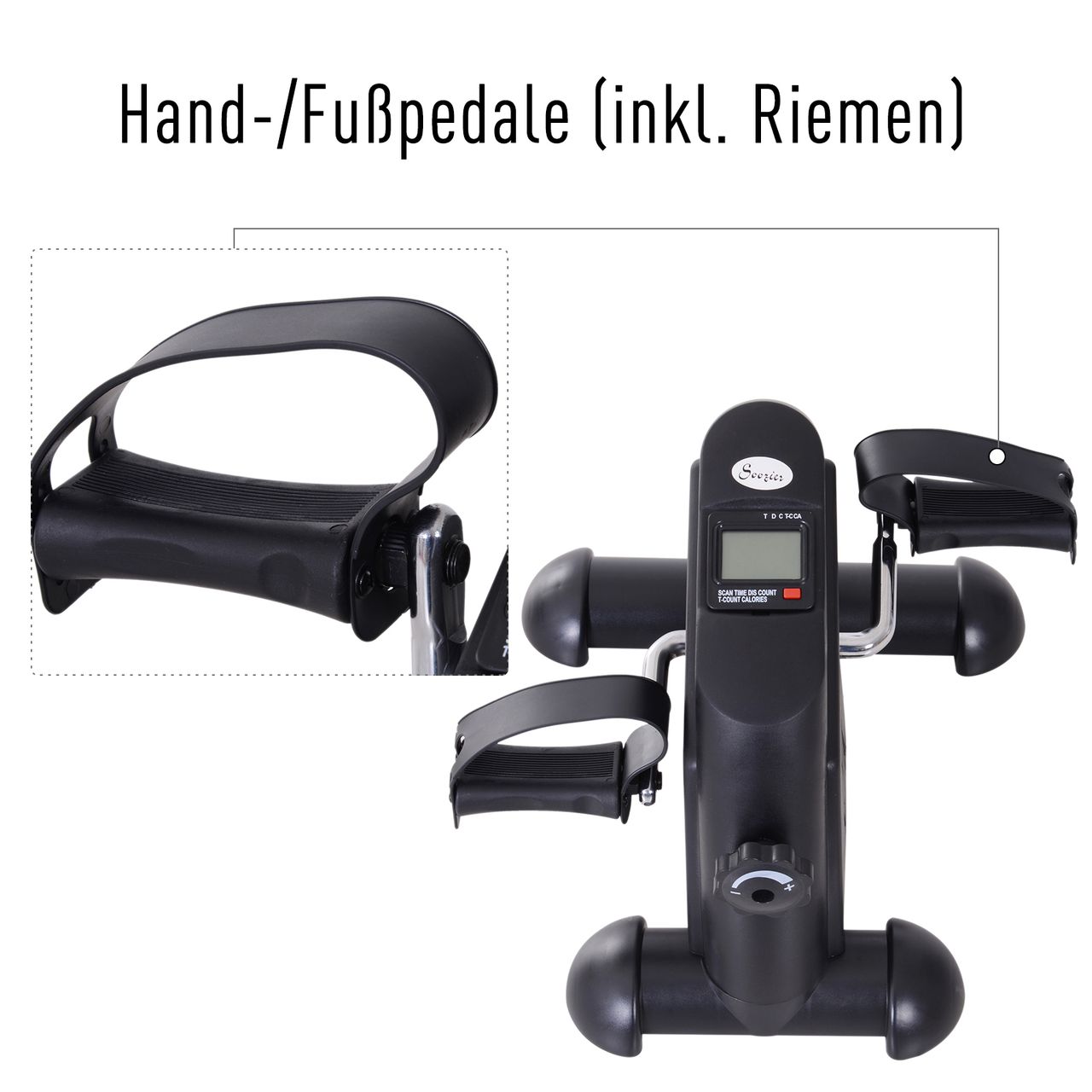 HOMCOM Heimtrainer Mini Bike Pedaltrainer Trainingsrad mit LCD-Display
