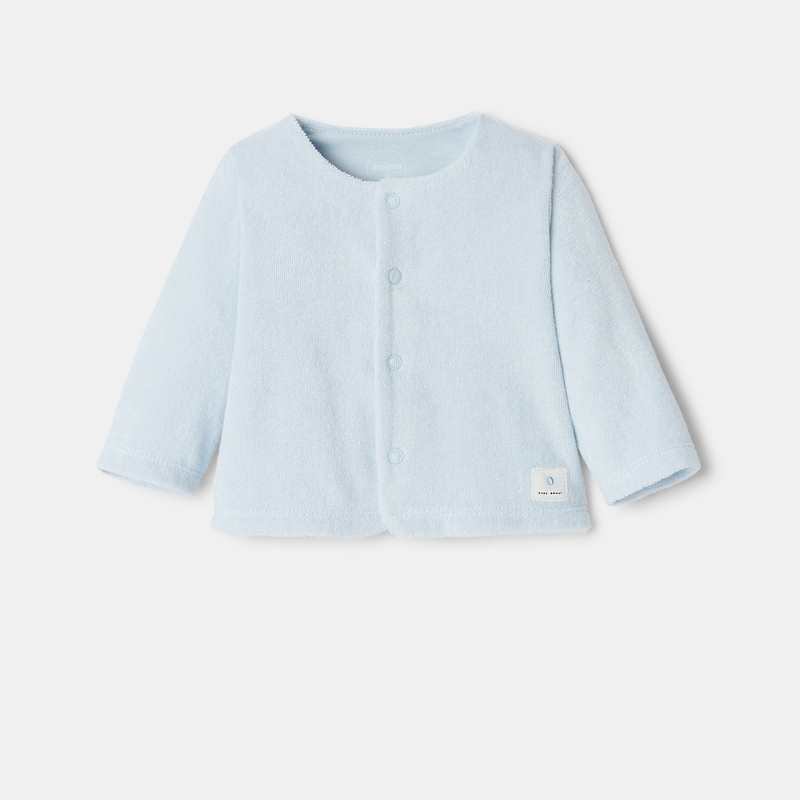 Gilet boutons à pression en coton bio bleu naissance Absorba
