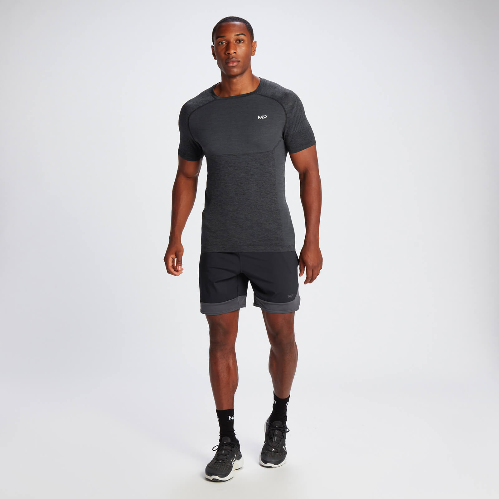 T-shirt sans coutures à manches courtes MP pour hommes – Noir chiné