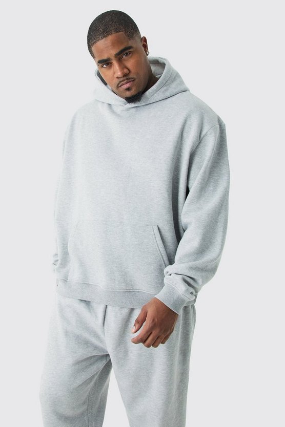 Plus kastiger Oversize Trainingsanzug mit Kapuze