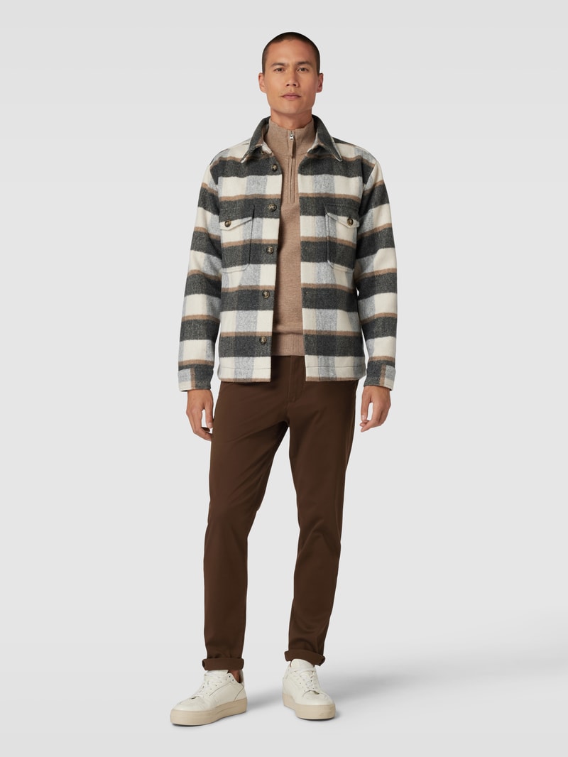 Slim Fit Stoffhose in unifarbenem Design Modell 'Miles' in dunkelbraun