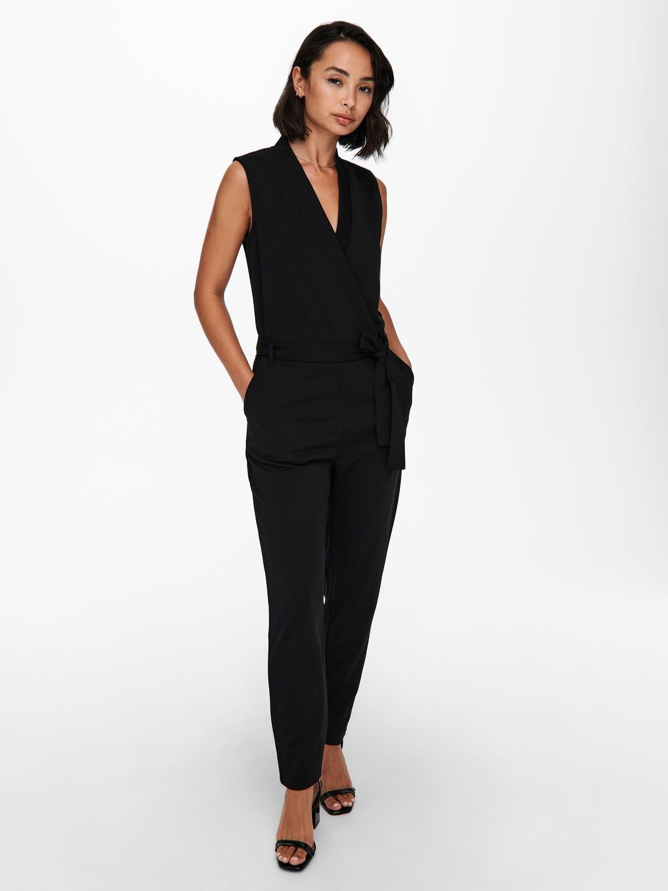 JACQUELINE de YONG Jumpsuit Overall Jumpsuit Einteiler Hosenanzug mit Bindegürtel JDYHONEY 4738 in Schwarz