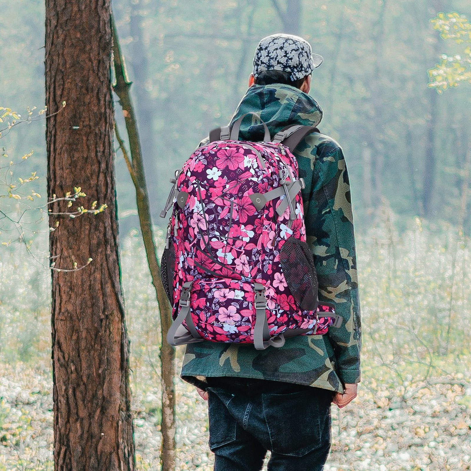 TAN.TOMI Wanderrucksack 30L Großer Wanderrucksack mit Rückenbelüftung, Multifunktionaler (Einschließlich Regenschutz), für Radfahren Reisen Klettern Sport(mit Regenschutz)