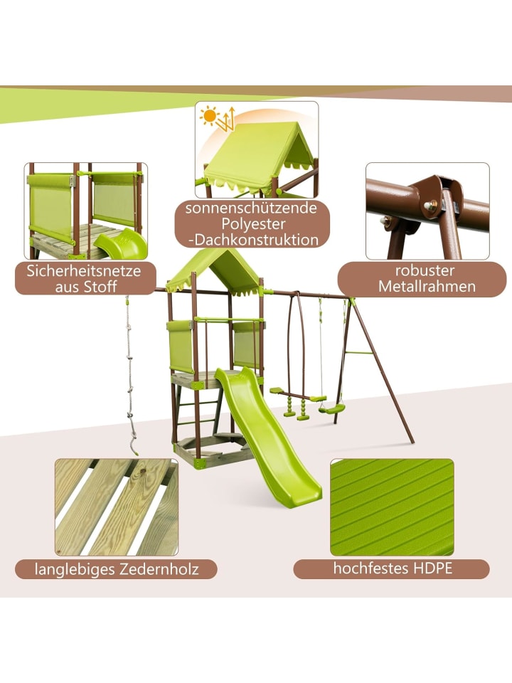 COSTWAY 7-in-1 Kinderschaukel-Set 3-7 Jahre in Grün günstig kaufen onesize