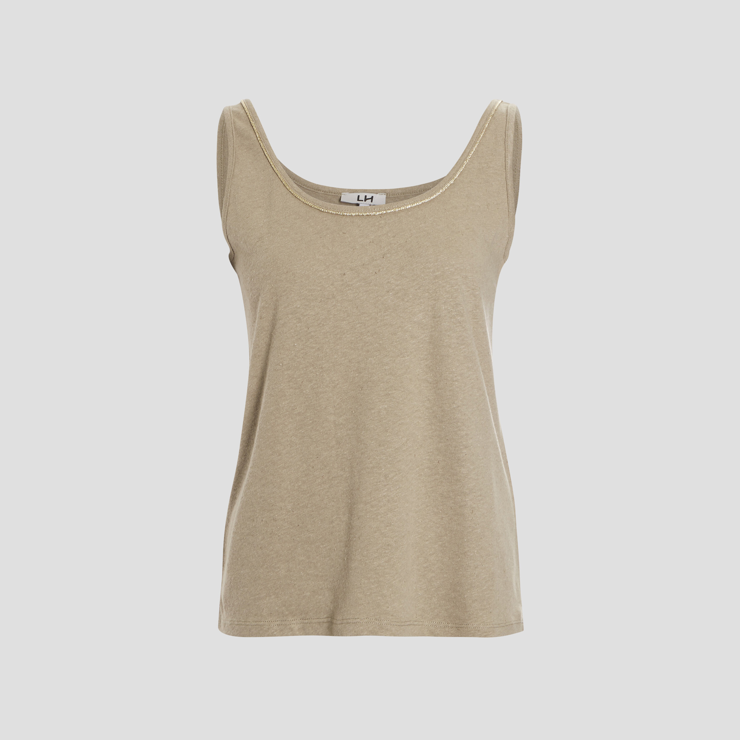 Débardeur bretelle large mélange de lin vert olive femme | La Halle