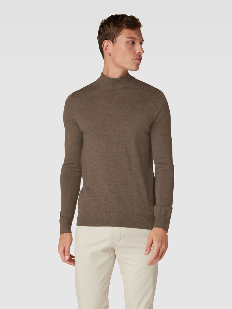 Strickpullover mit Rollkragen in taupe meliert