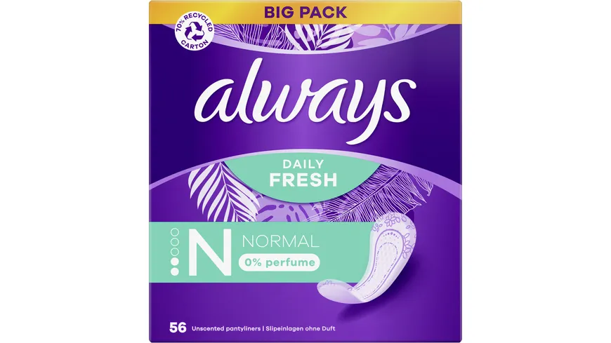 Always DAILY Slipeinlagen Fresh Normal ohne Duft BigPack 56 Stück