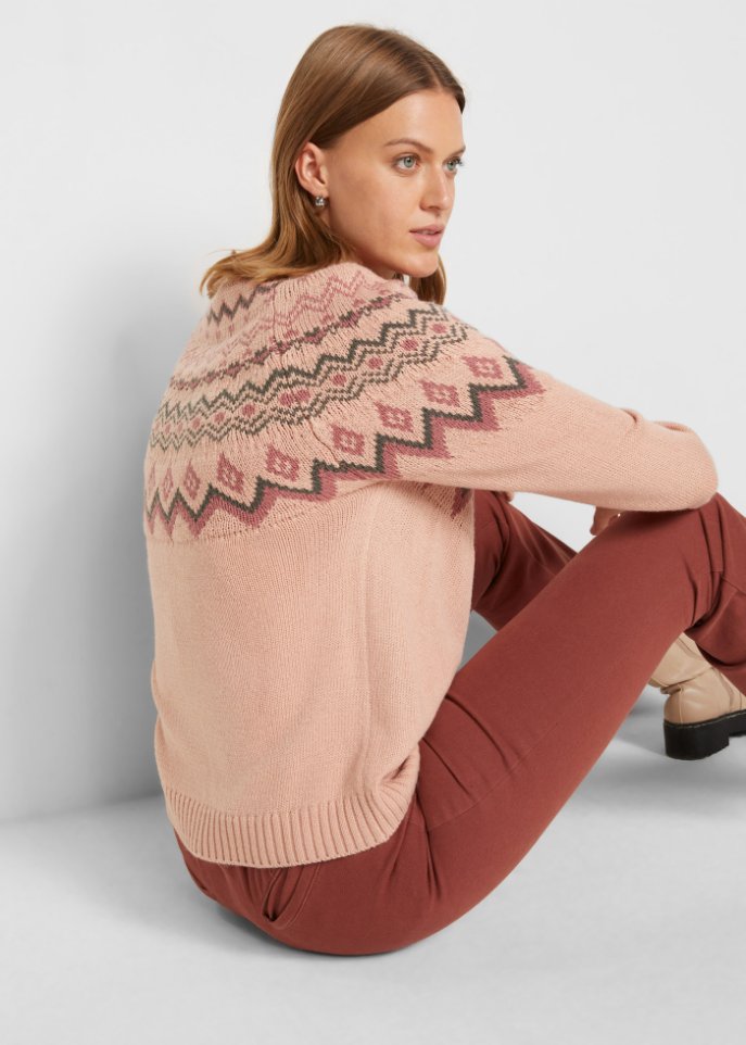 Hochgeschlossener Norweger-Pullover