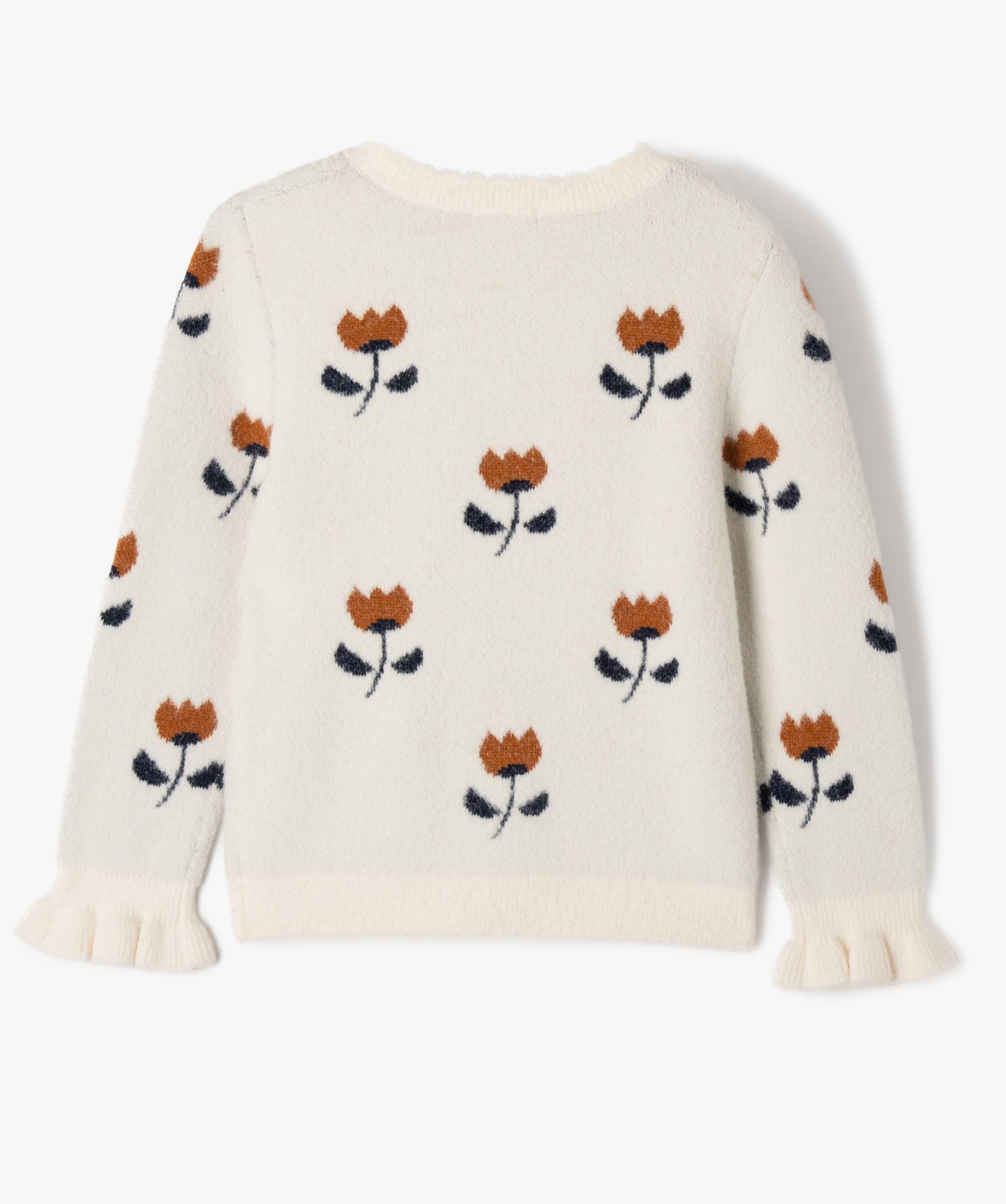 Pull douillet à motifs fleuris fille - LuluCastagnette ecru | GEMO