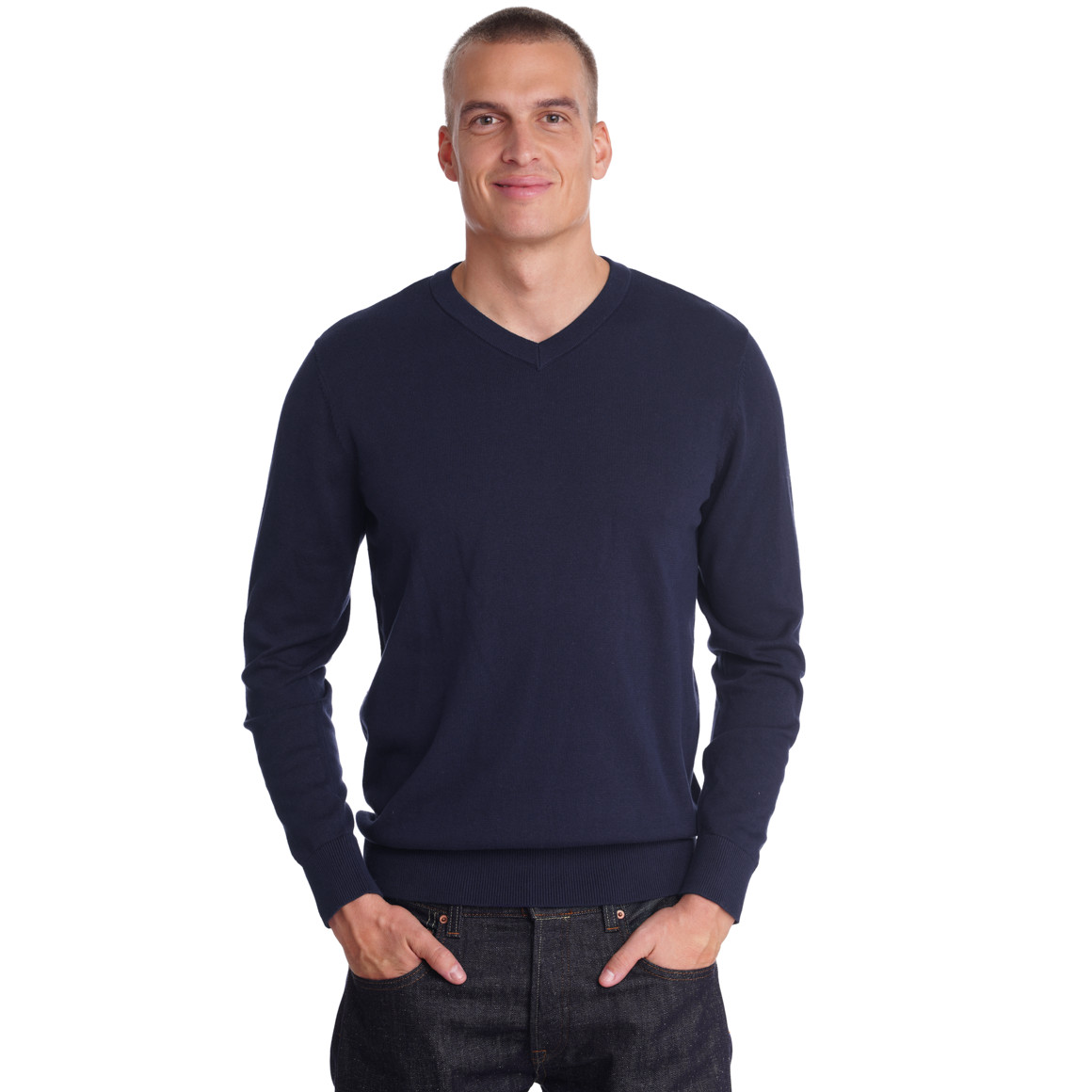 Herren Feinstrickpullover mit V-Ausschnitt