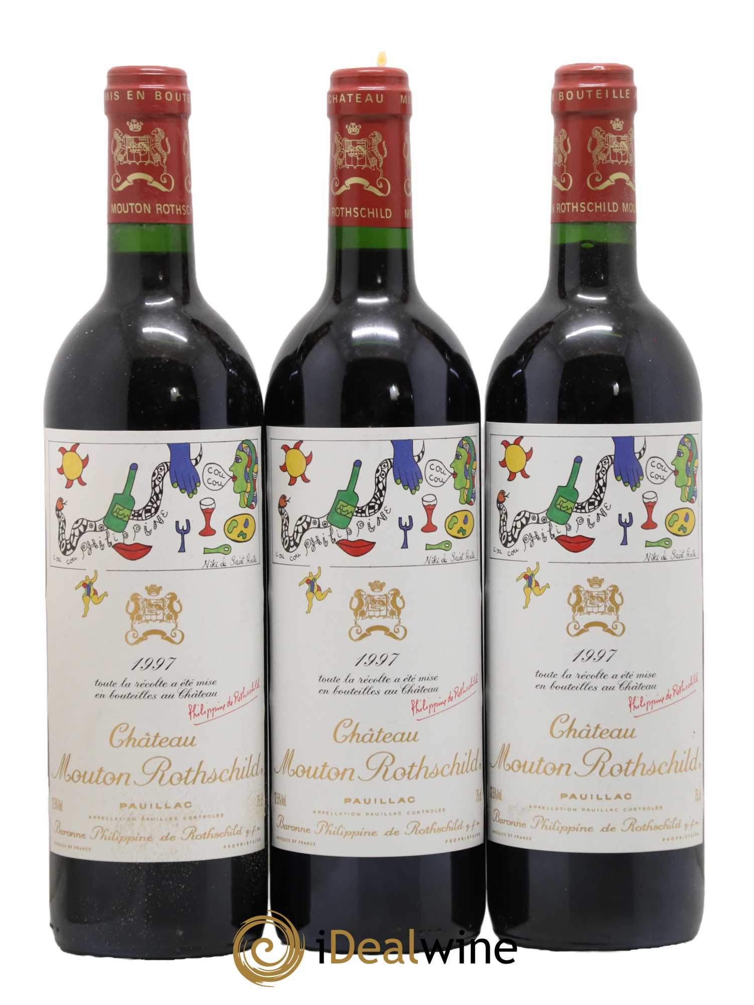 Château Mouton Rothschild 1er Grand Cru Classé  1997 - Lot de 3 Bouteilles