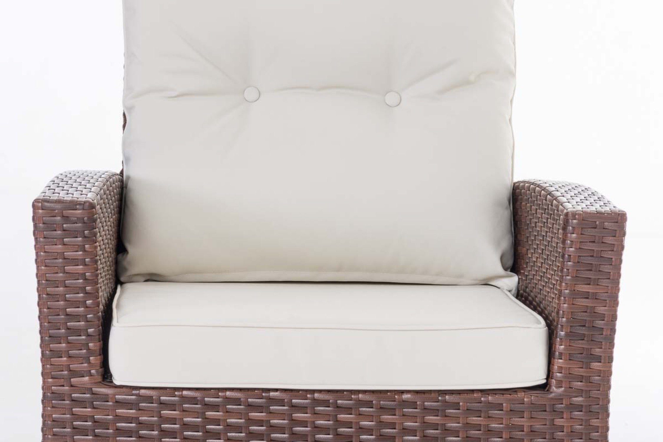 TPFGarden Gartensessel Fino - Rattansessel für Garten und Terrasse - Farbe: braun-meliert (Hochwertiger und stabiler Gartensessel aus handgefertigtem Polyrattan, 1-St., Outdoor-Sessel mit pulverbeschichtetem Aluminumgestell), Balkonstuhl, Terrasssens