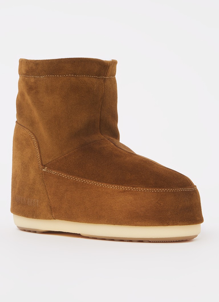 Ghete de zăpadă Moon Boot Icon Low din piele întoarsă cu lace și strat hidrofug.