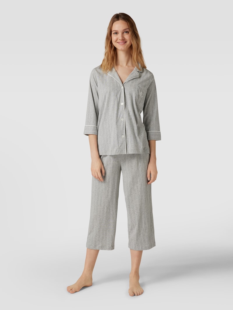 Pyjama mit Streifenmuster in mittelgrau