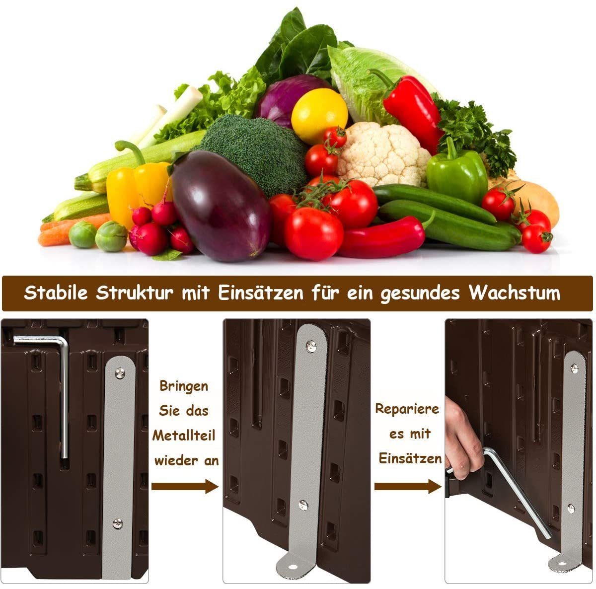 COSTWAY Hochbeet Blumenkasten (1 St), 122 cm x 60 cm x 30 cm