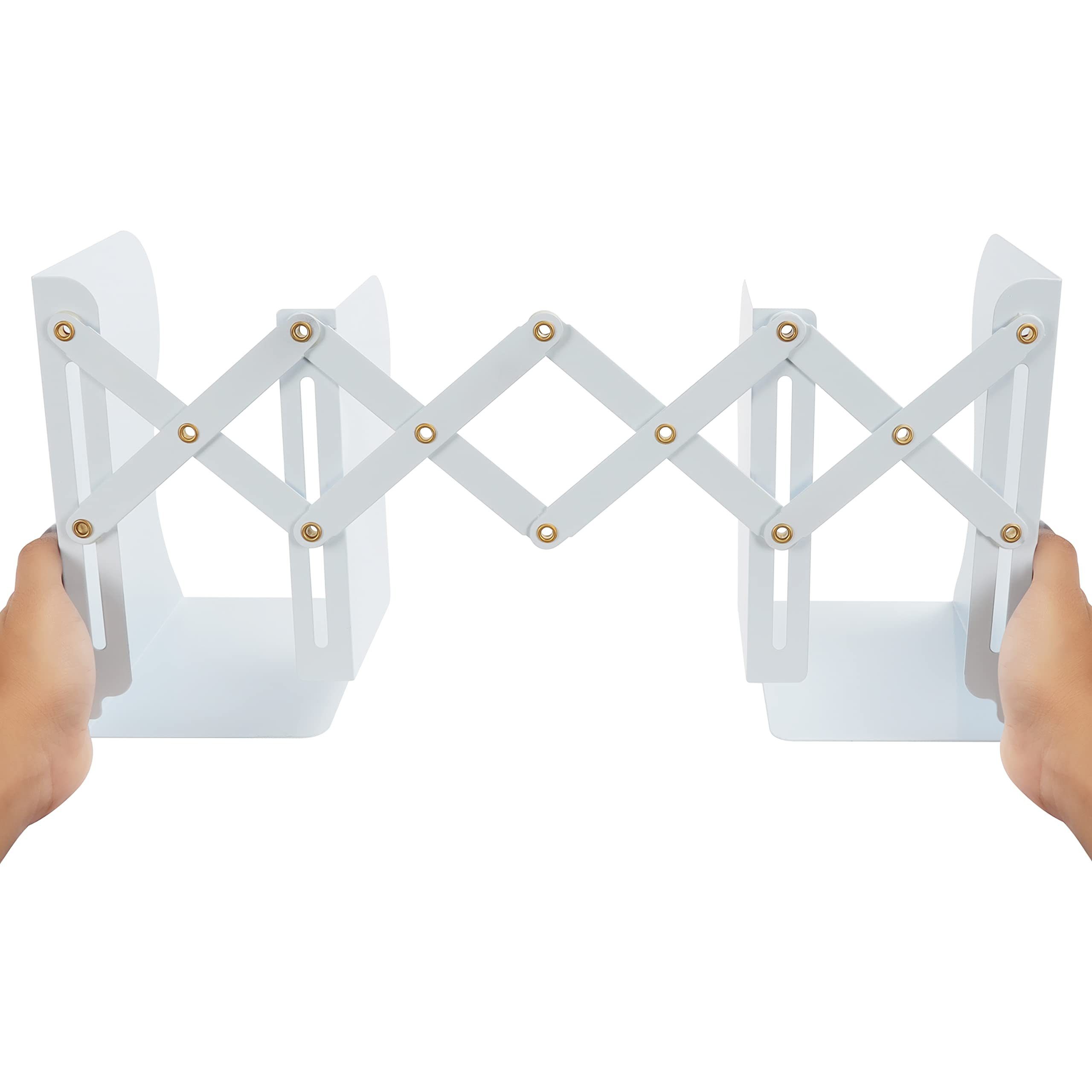 Belle Vous Zeitungsständer Ausziehbare Buchstützen - 41cm Weiß, Extendable Bookends - 41cm White