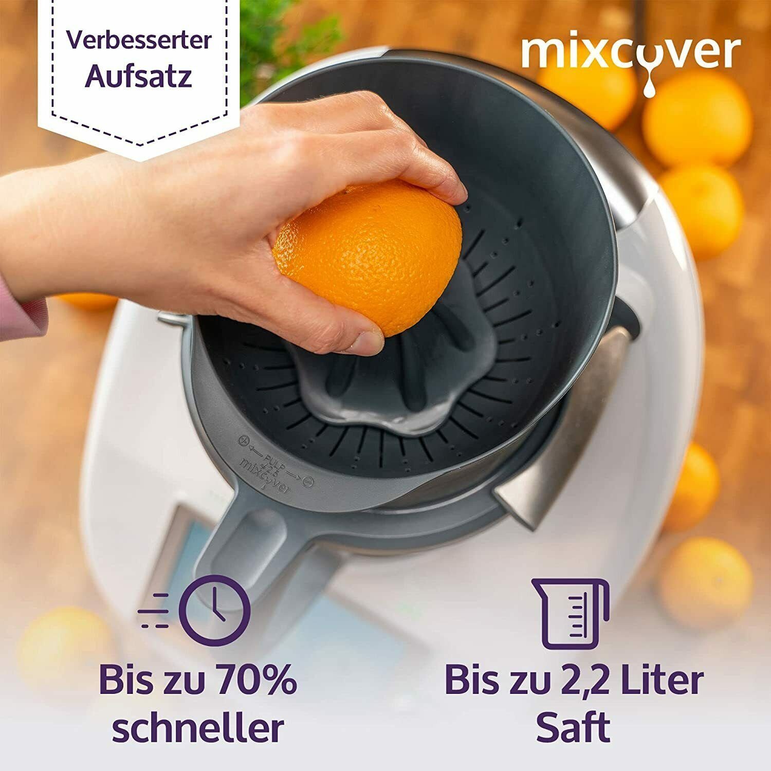 Mixcover Küchenmaschinen-Adapter mixcover verbesserte Saftpresse/Zitruspresse für Thermomix TM6 & TM5, Entsafter