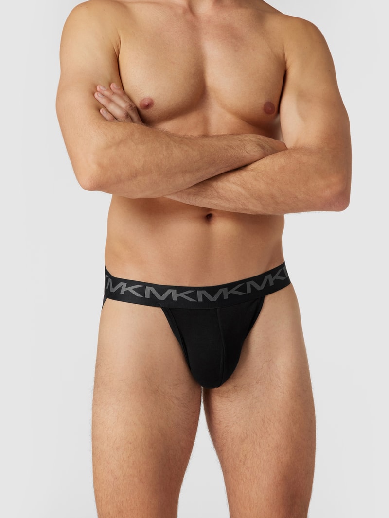 Jockstrap mit Logo-Bund im 3er-Pack in mittelgrau meliert